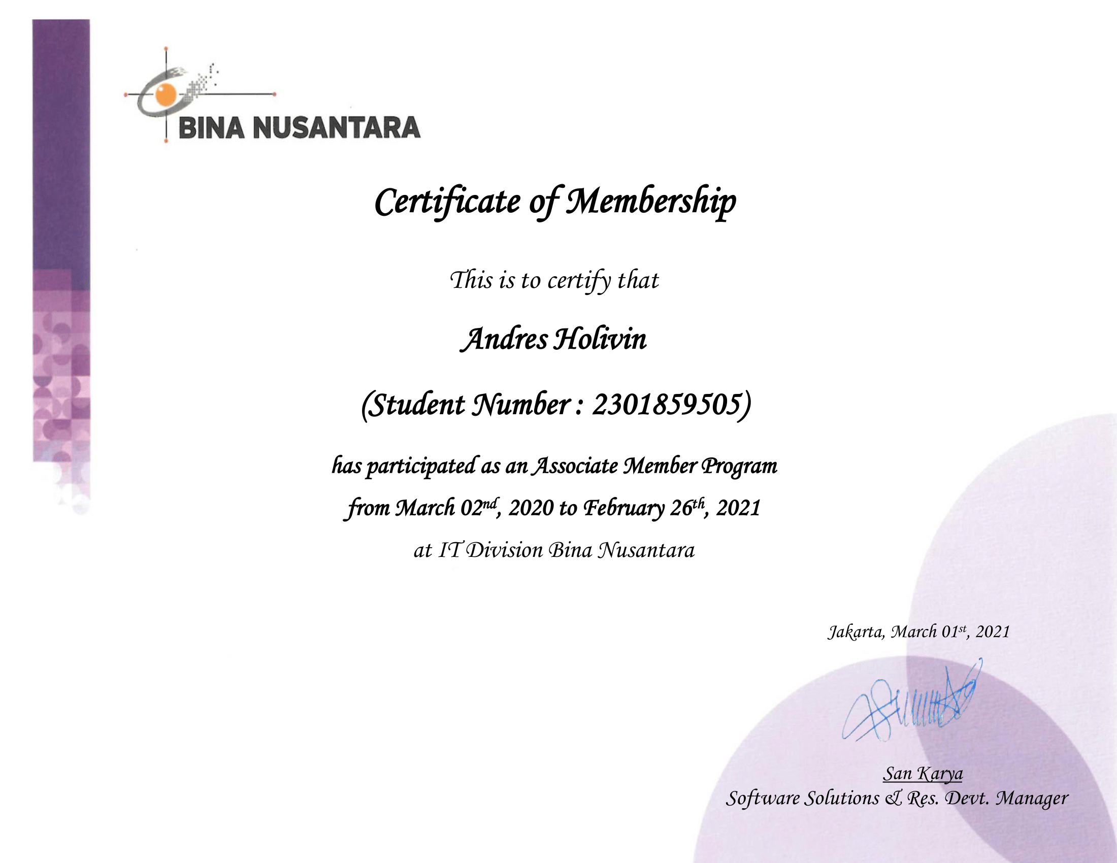 AM Certificate